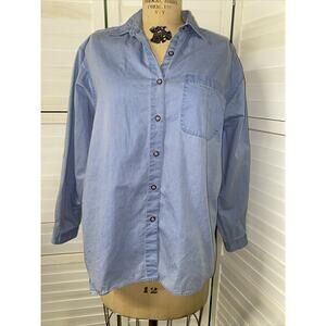Vintage 90s Partners Mervyns Blue Button Down Women’s Long Sleeve Shirt Sz Large